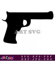 Black And White Silhouette Of A Gun SVG 1