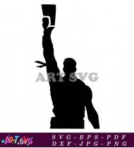 Silhouette of a Man Raising a Fist SVG