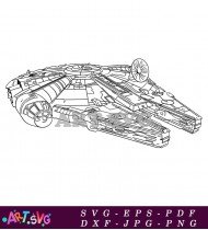 Star Wars Millennium Falcon Line Art SVG