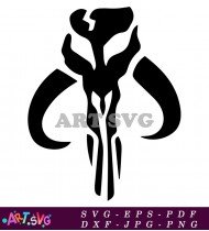 Mandalorian Symbol Black and White Vector Art SVG