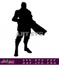 Fortnite Player With Gun Silhouette Vector Art SVG