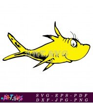 Cartoon Yellow Fish Silhouette for Design SVG