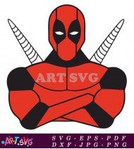 Red And Black Cartoon Character Deadpool SVG