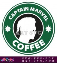 Captain Marvel Coffee Silhouette Logo Design SVG