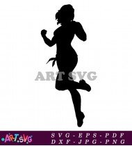 Silhouette Woman Running Action Pose Illustration SVG