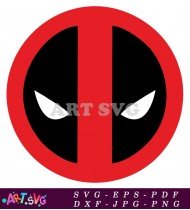 Red Black Circle Deadpool Minimalist Logo SVG