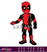 Deadpool Character Red Suit Black Silhouettes SVG