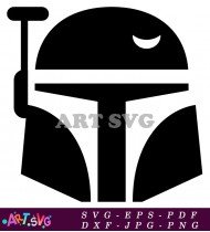 Mandalorian Helmet Black and White Clip Art SVG