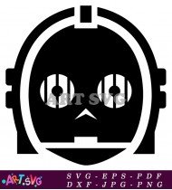 Robot Head Black and White Design Clip Art SVG