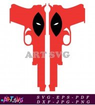 Deadpool Red Gun Weapon Silhouette Vector SVG