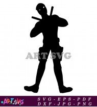 Shadow Figure Silhouette Warrior Holding Katana Sword SVG