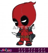 Cute Cartoon Deadpool Character Fortnite Illustration SVG