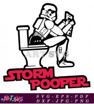 Fortnite Stormtrooper Sitting Toilet Funny Art SVG