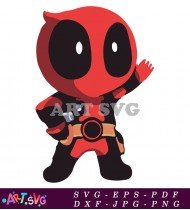 Cartoon Red Black Deadpool Fortnite Art SVG