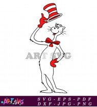 Cartoon Cat with a Red and White Hat SVG