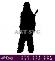 Black Silhouette of a Man Holding a Sword SVG