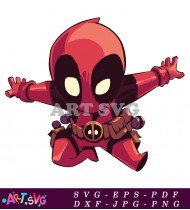 Cartoon Character in a Red and Black Suit SVG