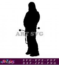 Silhoutte of A Person with a Scarf SVG