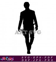 Silhouette of Han Solo With A Blaster SVG