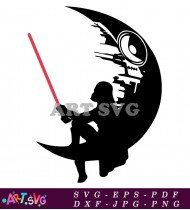 Darth Vader Lightsaber Black and White Silhouette SVG