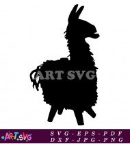 Llama Silhouette Vector Illustration Black White SVG