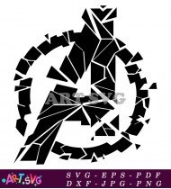 Broken A Avengers Logo Black and White SVG