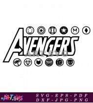 Avengers Logo Black and White Clip Art SVG 1