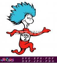 Thing 2 Cartoon Illustration Black and White SVG