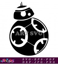 BB-8 Robot Black and White Silhouette SVG