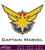 Captain Marvel Logo Yellow Gold Star Design SVG