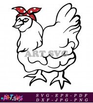 White Hen Rooster Poultry Cartoon Clipart SVG