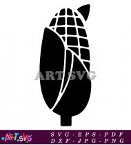 Corn Cob Illustration with Wavy Husk SVG