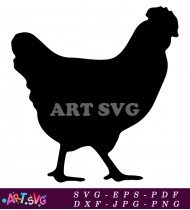 Silhouette of a Hen Chicken Design SVG 2