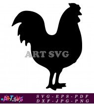 Rooster Black Silhouette Clipart SVG