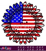 American Flag Sunflower With Black Spots SVG