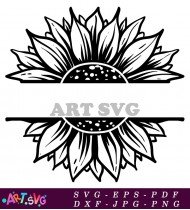 Black Sunflower With Circle For Text SVG