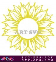 Yellow Sunflower With White Circle For Text SVG