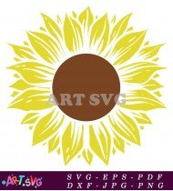 Yellow Sunflower With Brown Center SVG