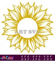 White Outline Sunflower Illustration Yellow Flower SVG