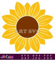 Simple Sunflower Clipart With Brown Center SVG