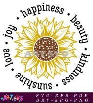 Happiness Beauty Kindness Sunshine Love Joy Printable SVG 1