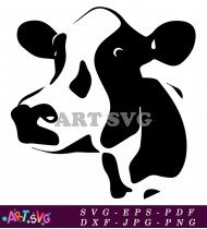 Black and White Cow Vector Illustration SVG