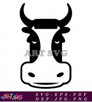 Black And White Cow Head Clipart Design SVG