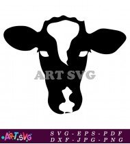 Black And White Cow Head Illustration SVG