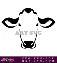 Cow Head View Cartoon Style With Horns SVG