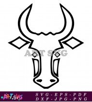 Bull Head Silhouette Design With Horns SVG