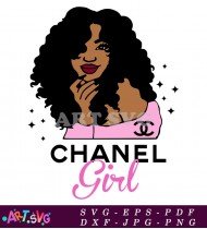 Chanel Girl Black Pink Logo Graphic SVG