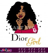 Dior Girl Red and Black Logo Design SVG