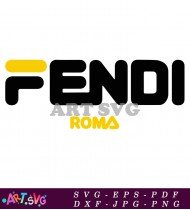 Fendi Roma Logo Black White Yellow Fashion Brand SVG 1