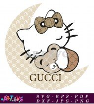 Gucci Hello Kitty and Brown Bear Sleeping SVG